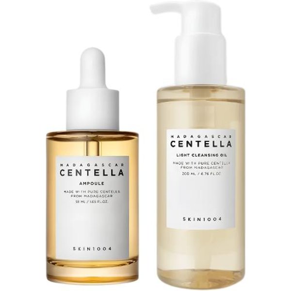Set De Ampolla De Centella De Madagascar Skin1004 + Aceite Limpiador Ligero | DúO De Cuidado De La Piel Limpiador De Maquillaje Y Calmante Hidratante-image