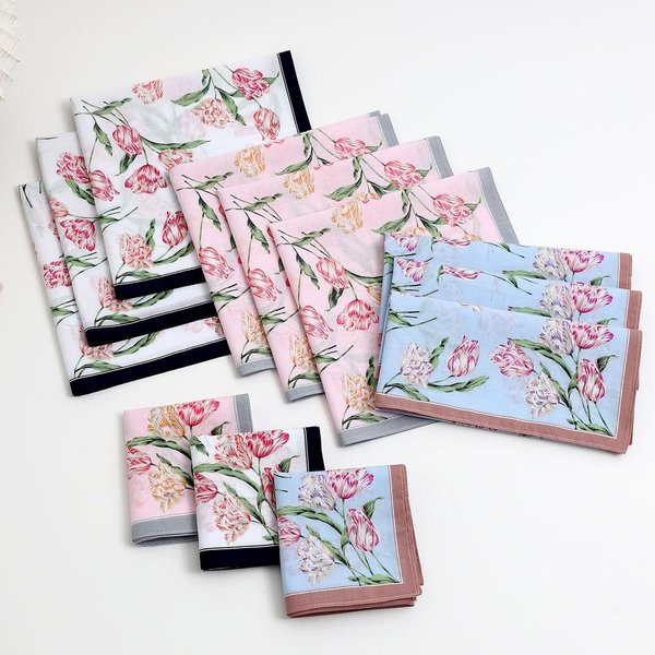 3/12 Piezas PañUelo Estampado De AlgodóN Puro Para Mujer AlgodóN Suave Fino Absorbente Toalla De Mano Para Secar El Sudor Suministros De Boda Regalo 43 Cm Gray-image