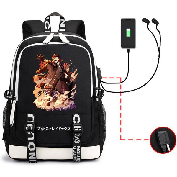 Bungo Stray Dogs Anime Cosplay Mochila Estudiantes Bolso Escolar Dibujos Animados Mochila Para Libros PortáTil Mochila De Viaje Exterior Regalos Para NiñOs-image