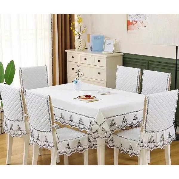 Funda De Silla Universal Moderna Con Dobladillo De Encaje Europeo, Juego De Cojines Para Mesa De Comedor, Funda De CojíN Estampada Para Silla De Casa Chair 1 Cover 1 Back-image