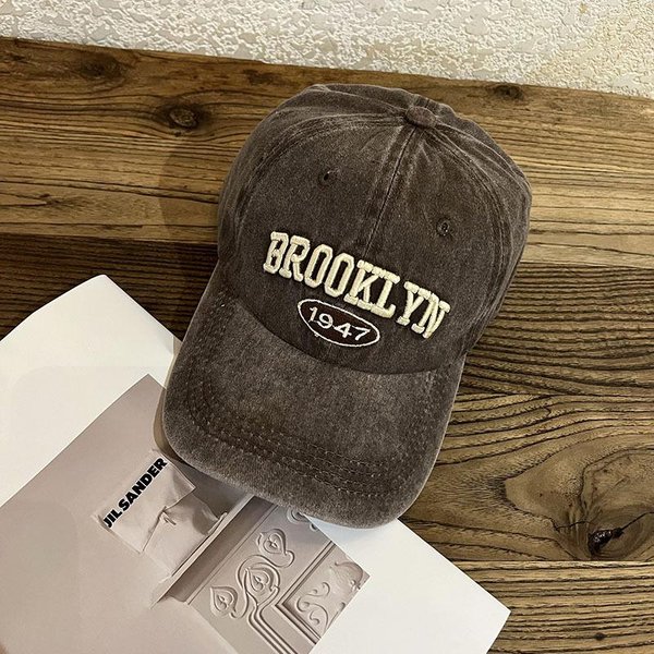 Brooklyn Alphabet BaseballóWka MęSka Damska Cowboyska BaseballóWka Letnia BawełNiana Czapka Snapback Hip-Hopowa Czapka Casual Gorra Hombre Daszek 55-60Cm Kawowy-image