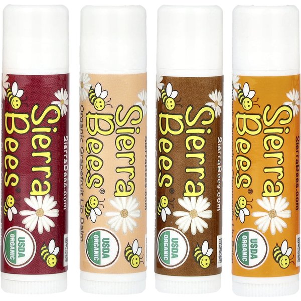 Sierra Bees, BáLsamo Labial OrgáNico, Paquete Variado, 4 Tipos, 4,25 G (15 Onzas) Cada Yellow-image