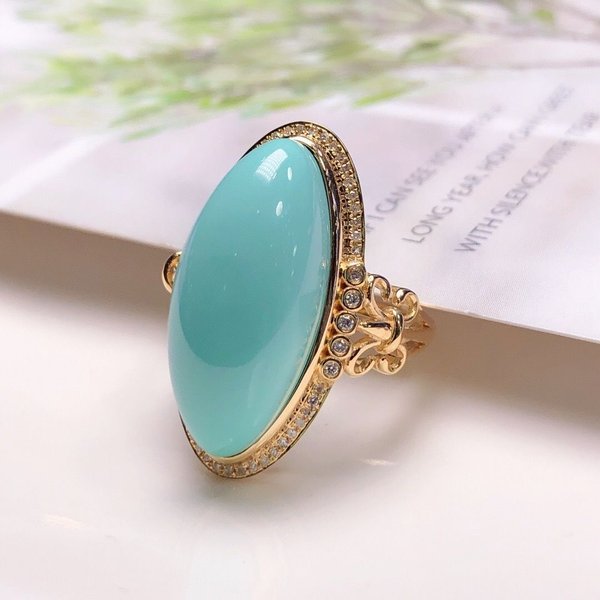 Anillo Serie Turquesa Retro Incrustado Azul-Verde Anillos Para Mujer Una Fila Exquisita Simplicidad JoyeríA De Alta Gama Resizable Blue-image
