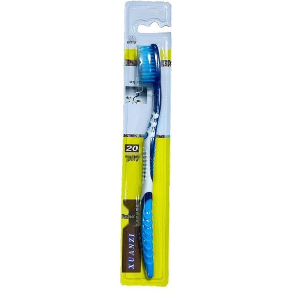 Cepillo De Dientes De CarbóN De Bambú Para Adultos, Cerdas Medianas Y Duras, Mango Largo, Unisex Azul-image