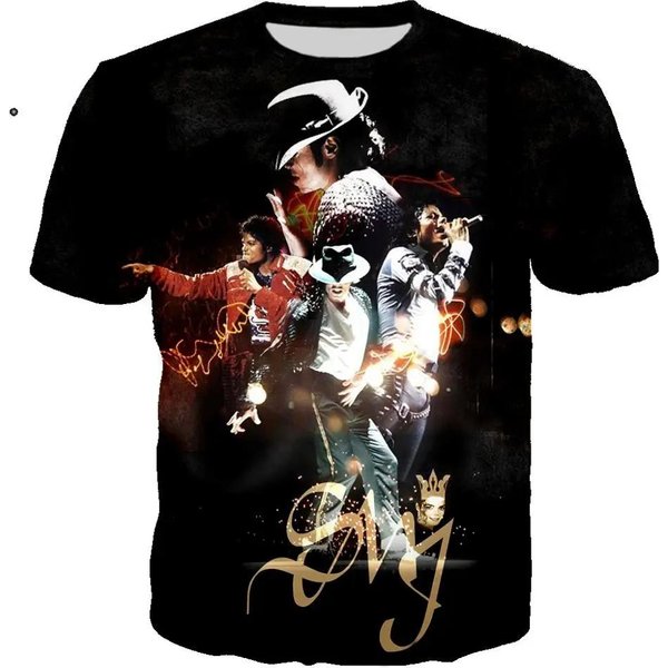 2026 Camiseta Estampada 3D De Michael Jackson Unisex Verano Casual Streetwear Hip Hop Manga Corta Moda Harajuku Tops Oversize M Black-image
