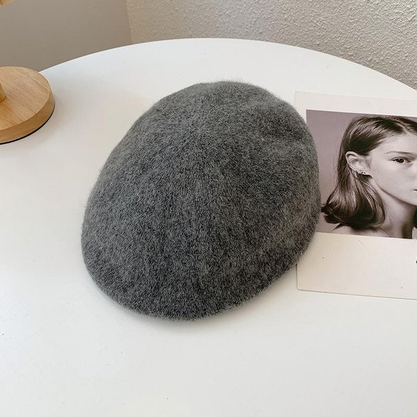 Boina Nueva De Lana Coreana Para Mujer Estilo Primavera Y OtoñO Sombrero De Pintor Retro BritáNico Sombrero De Moda Adelantado Usar OtoñO E Invierno M(56-58Cm) Gray-image