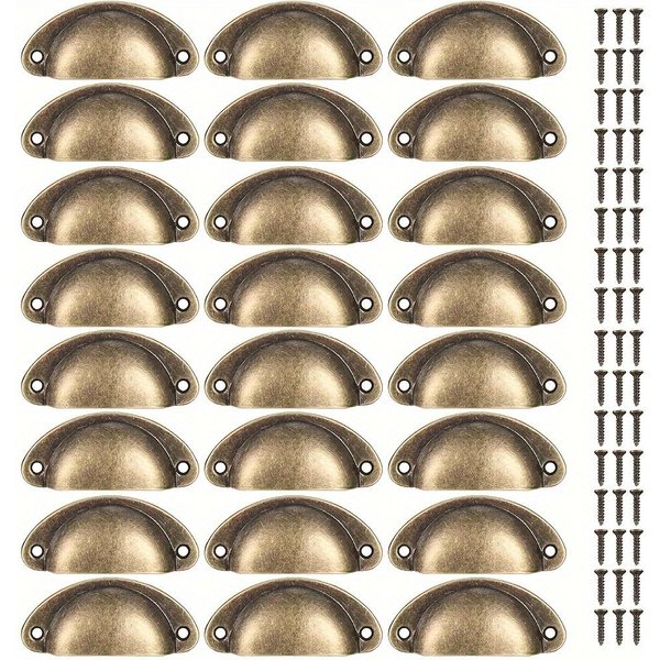 24 Szt. Antyczne MosiężNe GałKi Do Szuflad Antyczne MosiężNe Uchwyty Do Szafek Zabytkowe GałKi Do KubkóW Do Szafek Kuchennych Ze śRubami 24Pcs-image