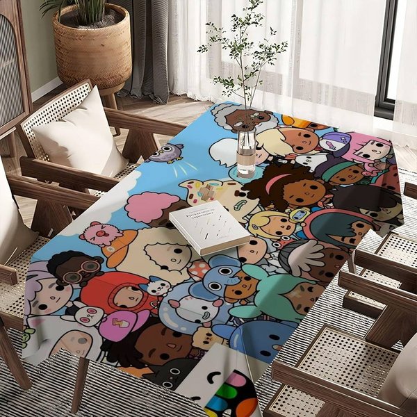 Toca Boca Toca Life World Mantel Rectangular Impermeable DecoracióN De Fiesta Mantel Para Mesa De Comedor Cocina RúStica Decoraciones De Boda 90X140Cm Gray-image