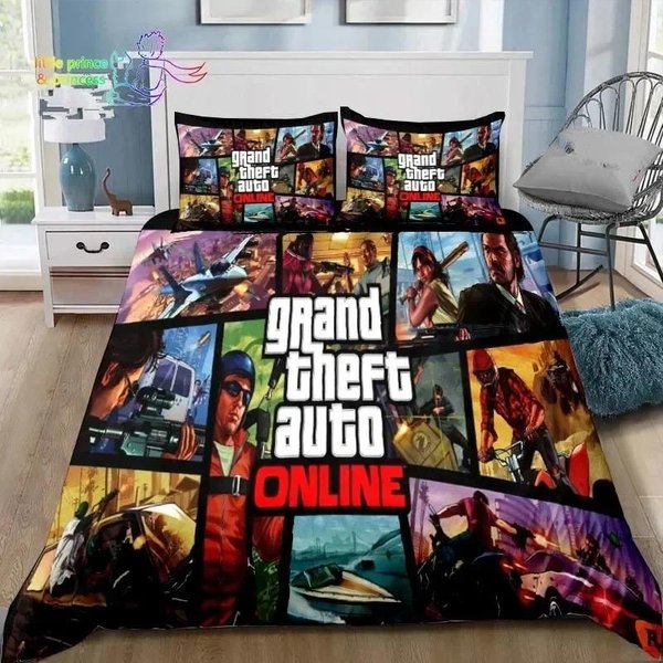 TróJwymiarowy WzóR Drukowany Grand Theft Auto GTA Gra Gracz Kolekcja PośCieli Rozmiar Pojedynczy Rozmiar Pojedynczy PełNy KróLowa Wymiar KróL Wymiar Rozmiar EU Single 135X200Cm-image