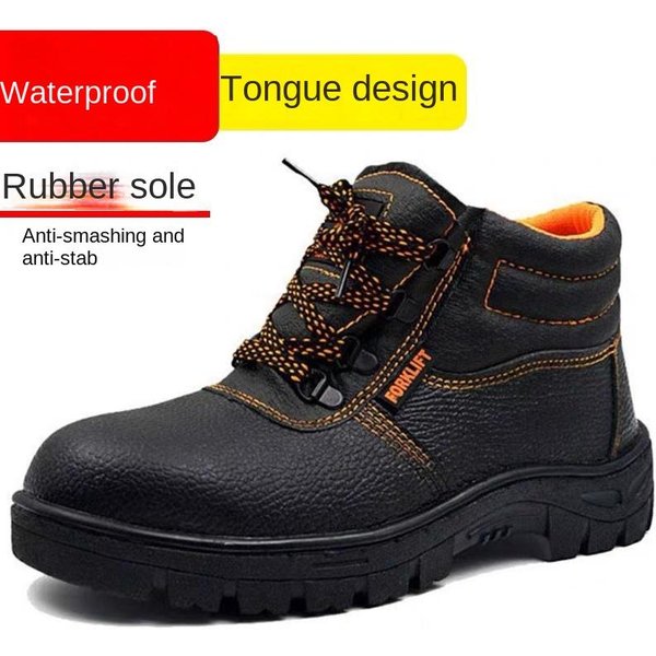 Zapatos De Seguridad Para Hombres, Resistentes Al Desgaste, A Prueba De Aceite, Antideslizantes, A Prueba De Agua Y A Prueba De áCidos Y áLcalis, A Prueba De Golpes Y Perforaciones 46 Black-image