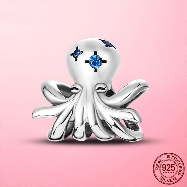 Pulsera Plata De Ley 925 Charm Pulpo Sepia Cuentas Encajan Charms De Moda Plata Plata De Ley 925 Pulsera Original JoyeríA White-image
