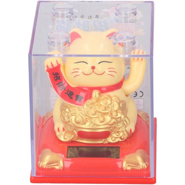 DecoracióN Gato De La Suerte EnergíA Solar Brazo Agitando Gato De La Fortuna Decorativo Riqueza Gato De Bienvenida Adorno White-image