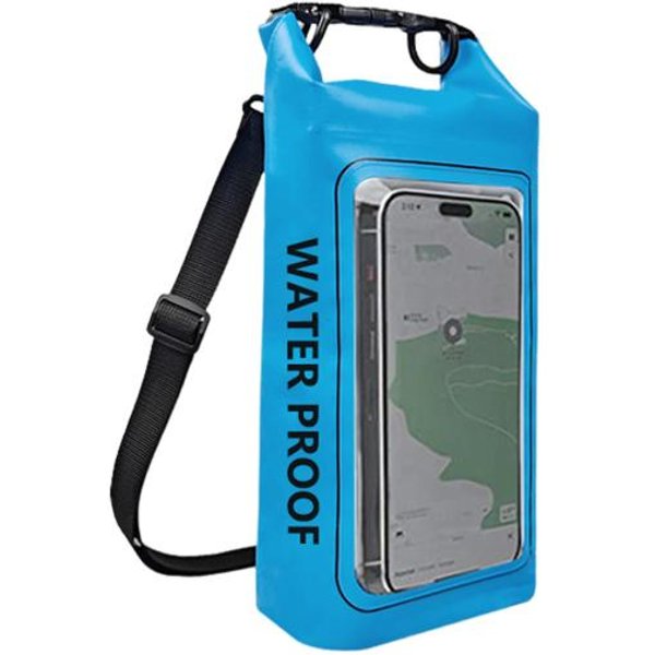 2L Wodoodporny Worek Suchy Plecak Etui Na Telefon Ekran Dotykowy ZewnęTrzne Sporty Wodne Worek Z GóRną GóRą Do Kajakarstwa Raftingu Pieszych WęDróWek Niebieski-image