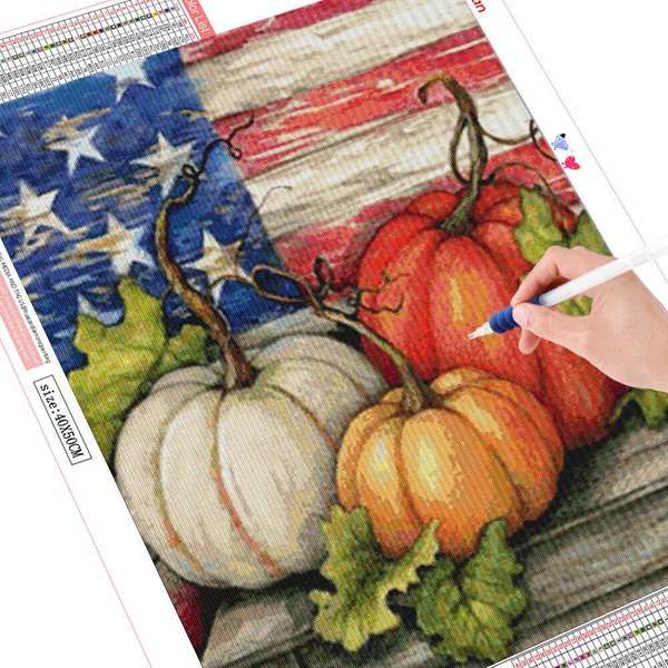 Diamantes Calabaza Pintura De Diamantes Redonda Completa Bandera Bordado De Diamantes Imagen PedreríA Halloween 20X30CM-image