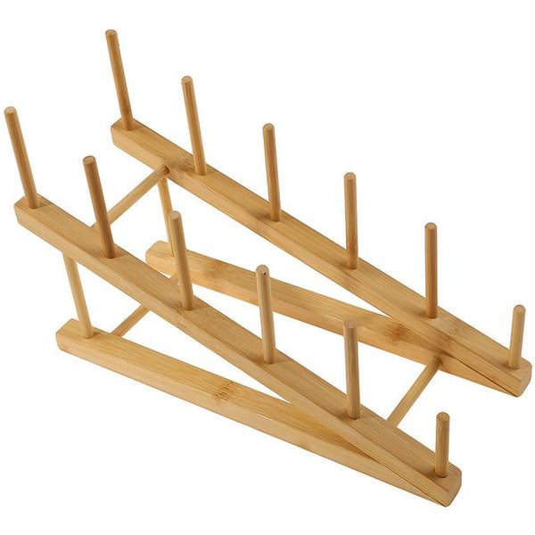 Accesorios De Cocina Almacenamiento De Cocina Escurridor De Platos De Bambú Rejilla De Secado Escurridor Soporte De Almacenamiento Estante Para Cuencos, Platos, Tazas 2023-image