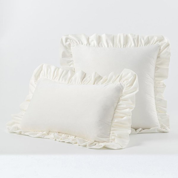 Funda De Almohada De Terciopelo Con Volantes, Color Liso, Moderna Y Sencilla, Para Sofá O Oficina, Funda De CojíN Suave Para La Espalda 30*50-image