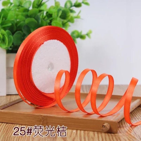 25 Yardas 6Mm Cintas De SatéN De Seda Para Manualidades Lazo Envoltura De Regalo Hecho A Mano Fiestas Navidad Boda Decorativas Accesorios Artificiales 6Mm Satin Ribbon Black-image