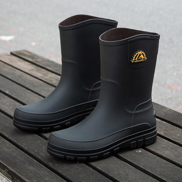 Nowe MęSkie Wodoodporne Buty, Kalosze, AntypośLizgowe Kalosze, Modne Gumowe Buty Do PołOwy łYdki 43-image