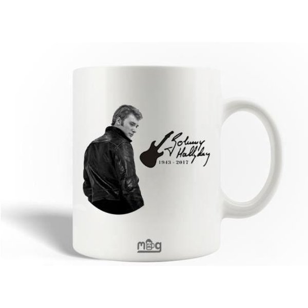 Taza De CeráMica - Johnny Hallyday - 30Cl - Apta Para Lavavajillas - Blanca - Redonda-image