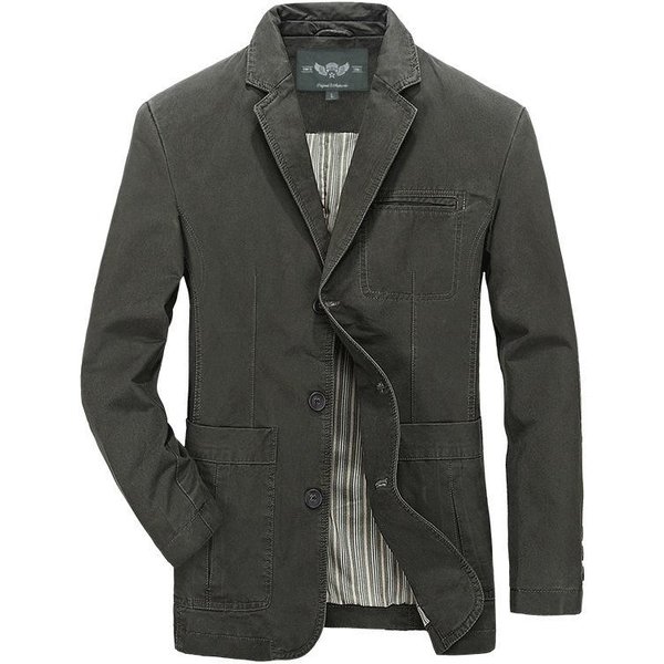 MęSka BawełNiana Marynarka Casual MęSka Kurtka Marynarki MęSka Marynarka Garniturowa MęSka Marynarka Masculino Kurtki XL Ciemno Zielony Kolor-image