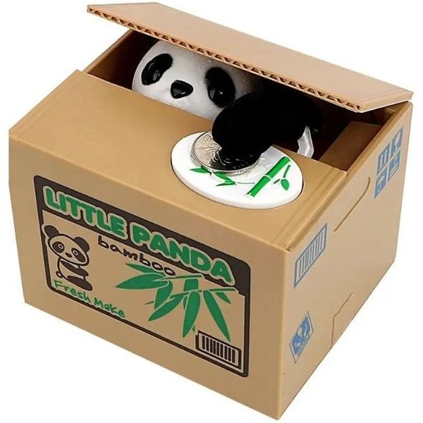 Hucha AutomáTica De Panda, Hucha Roba-Monedas De Gato Y Perro, Caja Para Ahorrar Dinero, Monedas Adorables De Gatito, Caja De Ahorro Black-image
