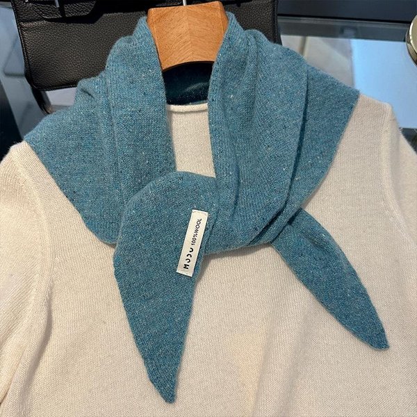 Bufanda Triangular BritáNica Coreana Nicho Bufanda Triangular De Lana PañUelo Para La Cabeza De Mujer Bufanda Tejida Bufanda Tejida CáLida Multifuncional Gray-image