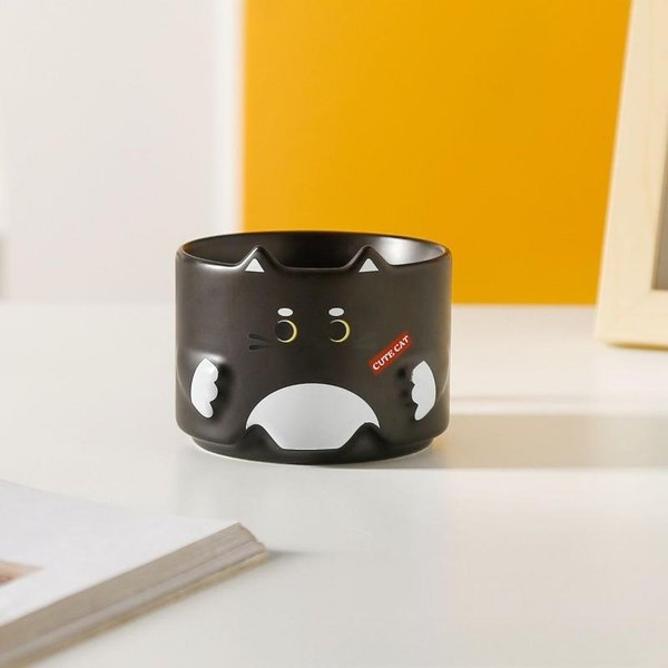Taza De CeráMica Con Forma De Gato, Bonita Taza De Dibujos Animados, Taza Apilada Contra Taza, Taza De Gato, Taza De Agua Potable Para El Hogar, Taza De Café, Regalo 300Ml-image