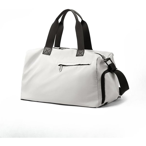 Bolsa De Viaje, Bolso De Mano Para Hombre, Bolsa De Viaje Y Fitness De Gran Capacidad, Bolsa De Equipaje Para Viajes De Negocios De Corta Distancia. Blanco-image