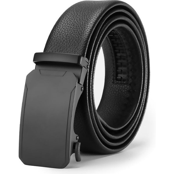 CinturóN De Hombre CinturóN De Cuero Genuino CinturóN De Cuero Con Hebilla AutomáTica Para Hombre CinturóN Business Casual Hombre 125Cm Black-image
