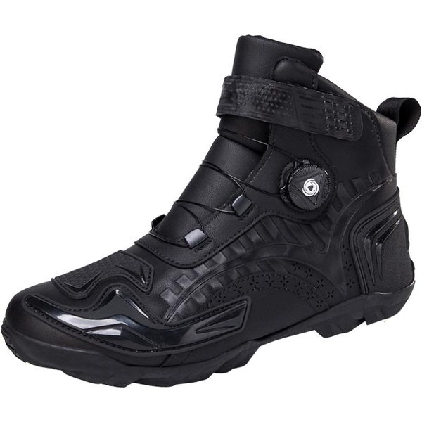 Nowe Buty Motocyklowe MęSkie SkóRzane OddychająCe AntypośLizgowe Odporne Na ŚCieranie Buty JeźDźCa Motocyklowe WyśCigowe Buty Za Kostkę 44 Czarny-image