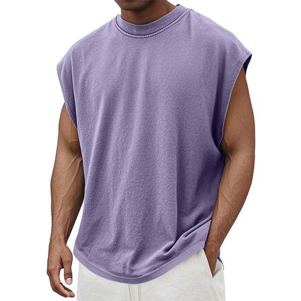 Camiseta Sin Mangas De Verano Para Hombre, Camiseta Sin Mangas Transpirable Informal De Talla Grande Para Surf Y Playa, Camiseta Holgada Con Estampado, Camiseta Para Hombre L PúRpura-image