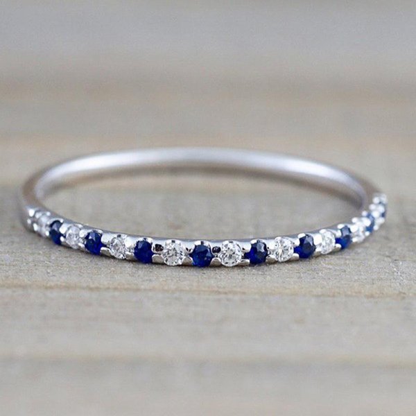 Anillos Minimalistas Finos Huitan Azules/Rojos Con Circonita CúBica Para Mujer Accesorios Vintage Para El Dedo De Dama Para Fiesta Uso Diario JoyeríA VersáTil 7 Gray-image