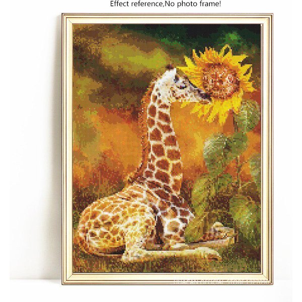 Pintura Diamante 5D Redonda Completa Animal Jirafa Mosaico Diamante EstráS Imagen Bordado 20X30-image