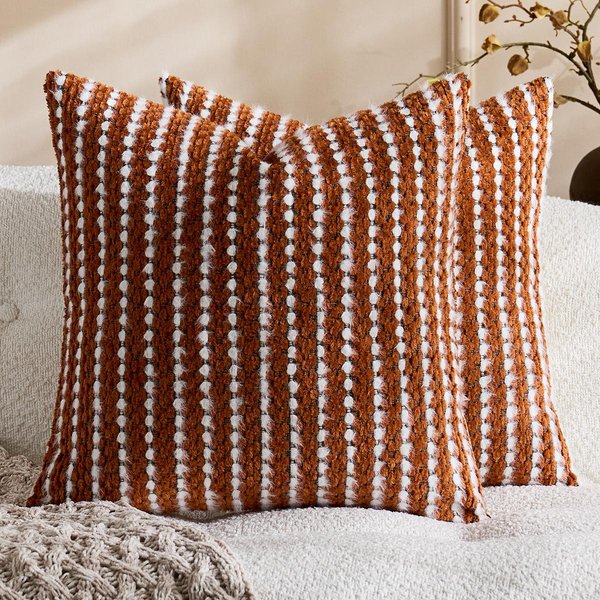 Dekoracyjne Poszewki Na Poduszki W Stylu Wiejskim Chenille W Paski Poszewka Na Poduszkę Zestaw Boho Teksturowana Poszewka Na Poduszkę Do Sofy Kanapy Salonu 45X45Cm-image