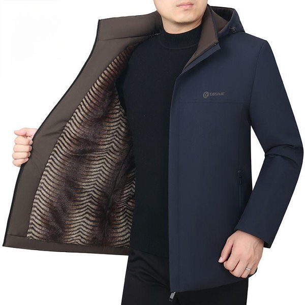 Abrigo De AlgodóN De Terciopelo Grueso De Invierno Para Hombres, Ropa De Invierno Para Papá, Abrigo De AlgodóN De Mediana Edad, Chaqueta De AlgodóN CáLida 4XL Black-image