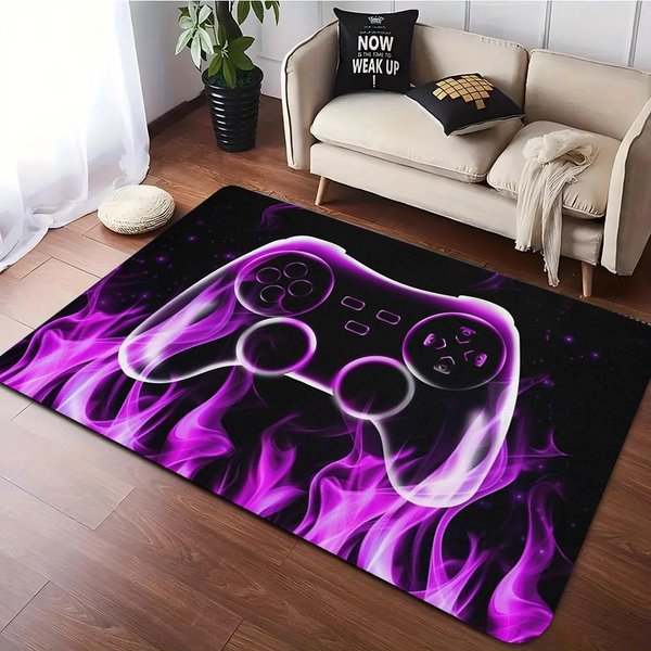 Dywan Z Nadrukiem Kontrolera Do Gier PłOmień DużY Dywan Do Salonu Sypialni Dekoracyjny Dywan AntypośLizgowa Zmywalna Mata PodłOgowa 40X60Cm-image