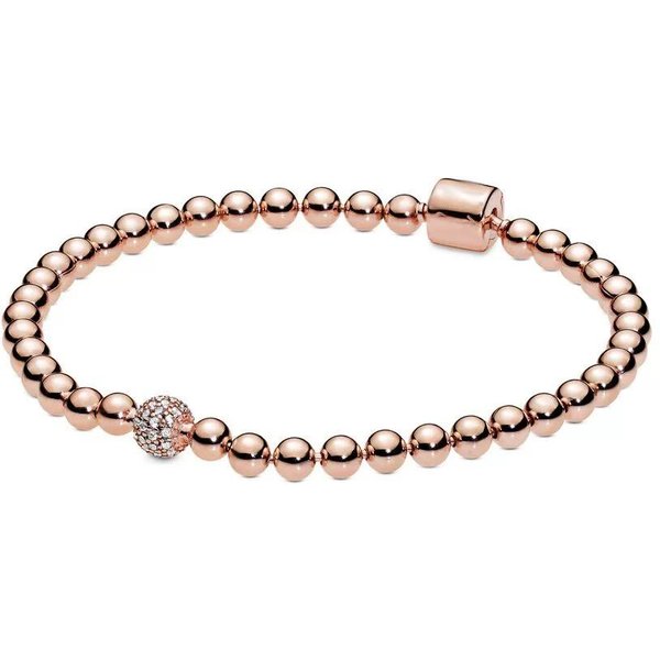 Pulsera Original Me De Plata 925 Fit Me Charms Moda Cuentas Chapadas En Oro 18K JoyeríA Para Mujer 21Cm Beige-image