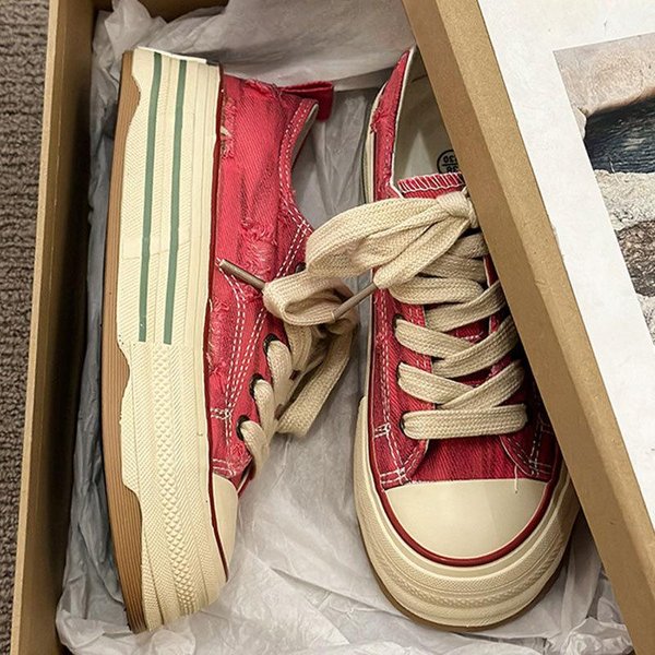 Niszowe Designowe Grube Podeszwy Buty PłóCienne DziecięCe Wiosna I Jesień Nowe Wszechstronne Codzienne Buty Sportowe Buty Deskorolkowe 40-image