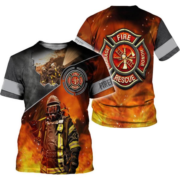 Koszulki StrażAckie StrażAk 3D Print MężCzyźNi Kobiety Casual KróTki RęKaw T-Shirt Streetwear Oversized Harajuku Dzieci Koszulki Top Odzież M Orange-image