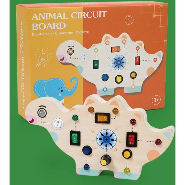 ZajęTa Deska Dla Dzieci Montessori Drewniana ZajęTa Deska Zabawka Sensoryczna Ze PrzełąCznikiem LED Panel Sterowania Puzzle Do Wczesnej Edukacji Zabawka Dla NiemowląT-image
