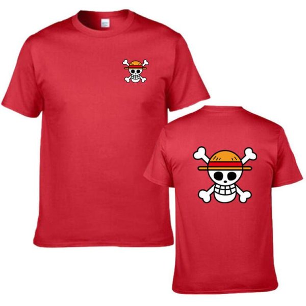 Letni MęSki KróL PiratóW Anime Print Kostium Dla Par Z KróTkim RęKawem T-Shirt MęSki Hip-Hopowy Top Z KróTkim RęKawem XS Red-image