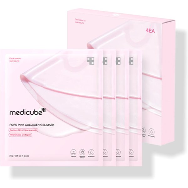 Medicube Mascarilla Gel Pdrn ColáGeno Rosa 4 Piezas Mascarilla Facial Hidrogel Coreana Hidratante Reafirmante Cuidado Glow-image