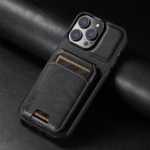 Suteni Luksusowy SkóRzany Uchwyt Na Karty Etui Na Telefon Portfel Pokrowiec Z Podstawką Dla Iphone 16 15 14 13 12 11 Pro Plus Max X Xs XR For Iphone 16Pro-image