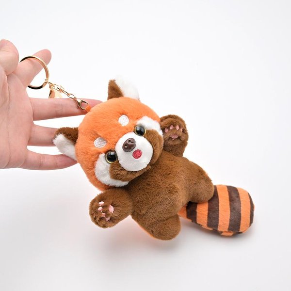 Lindo Juguete De Peluche De Panda Rojo De Dibujos Animados Colgante MuñEco PequeñO De Mapache Llavero MuñEco Mapache De Parque De Juegos Relleno DecoracióN De Mochila Regalos NiñOs-image