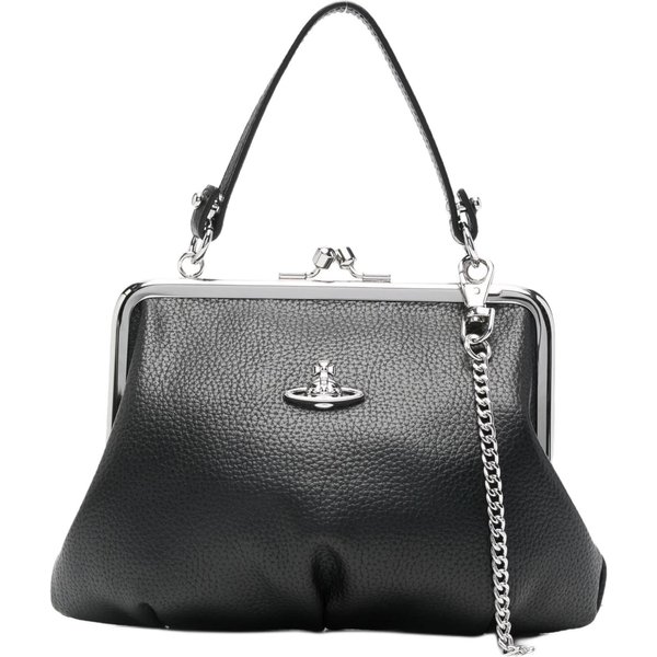 Vivienne Westwood Rama Babci Logo Metalowy ŁAńCuszek SkóRzana Torba Na Ramię Damskie Torebki Czarny 4B010007WS000DN403 Basic Set (Bag+Dust Bag) Gray-image