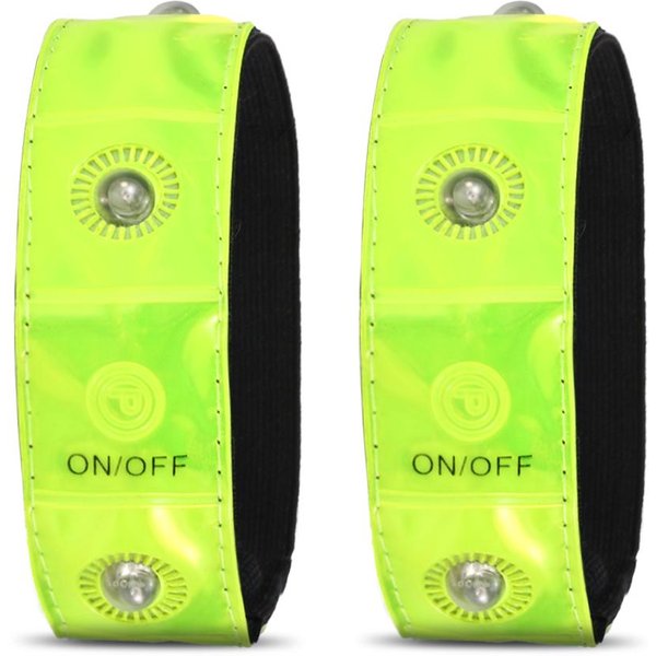 Outdoor Sports LED Night Safety Odblaskowa Bransoletka Na Nadgarstek Do Biegania Na Rowerze 2 żółTy-image