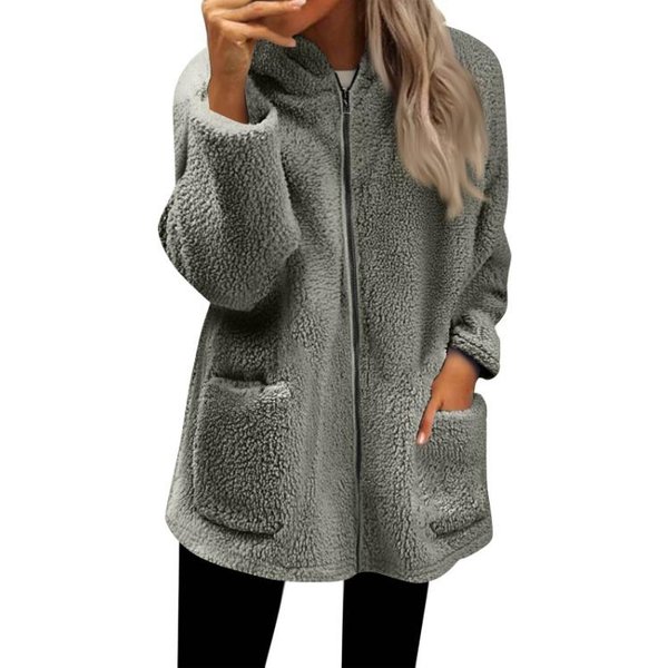 Damska Bluza Polarowa Oversize Z DłUgim RęKawem, Zapinana Na Zamek, Pulower, Casualowa Bluza Z Kapturem, Kurtka Na Jesień XXL Zielony-image