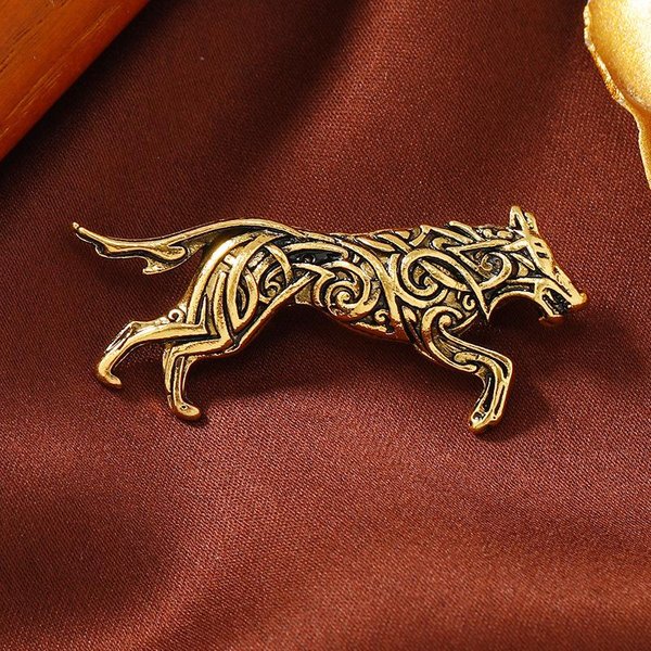 1 Szt. Vintage Broszka Pin Z GłOwą Wilka, MęSka Moda Stopowa Przypinka Do Klapy, Dodatek Ze ZwierzęCym Wzorem Do Marynarki Garniturowej Ubrania Przypinka Do Klapy-image