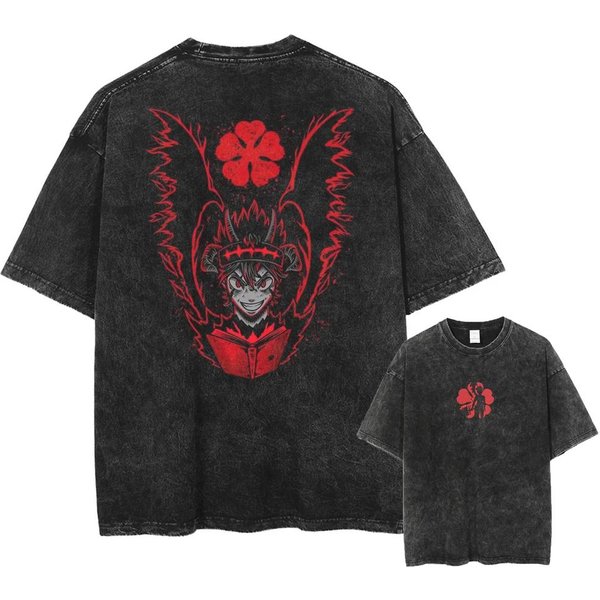 Camiseta Black Clover Asta Manga Para Hombre Mujer Camiseta De AlgodóN Lavado Ropa Verano Manga Corta Camisetas Oversize Streetwear S Rojo-image