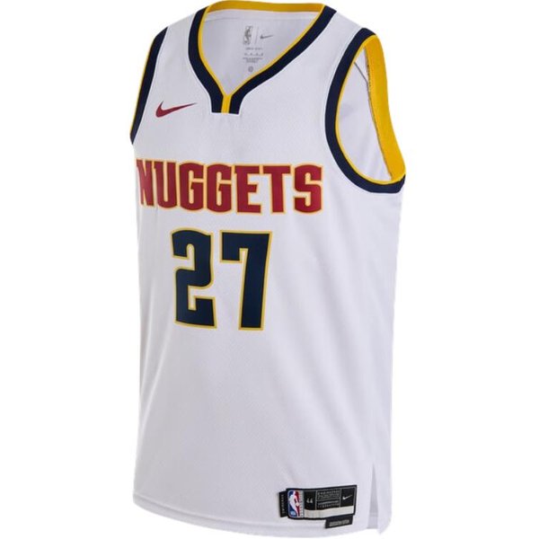 Camiseta NBA Nike Dri-Fit Denver Nuggets DiseñO Estampado De Letras PulóVer Casual Sin Mangas Chaleco De Baloncesto Tops Para Hombre Blanco DN2075-101 L-image